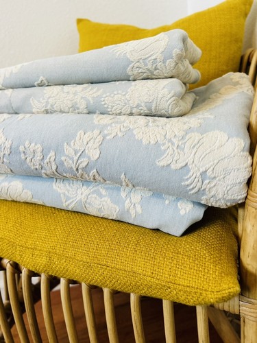 *2*Twin Coverlet Sets- Cream Damask French Toile On Light Blue - New/No flaws/ - Picture 10 of 21