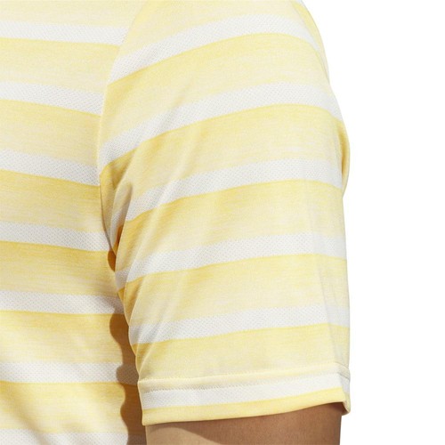 adidas 2 Colour Stripe Golf Polo Shirt Semi Spark Yellow - NEW! 2024 - Picture 5 of 5