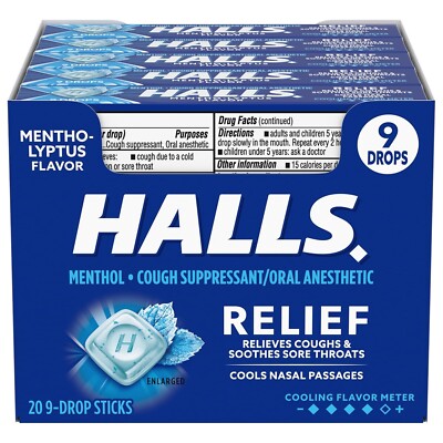 Halls Mentho-Lyptus Extra Strong Throat Lozenges Stick 34 g (Pack of 20)