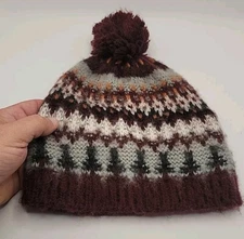 Acrylic Knit Beanie Bobble Hat Men/Ladies Warm Winter  Lined Hat