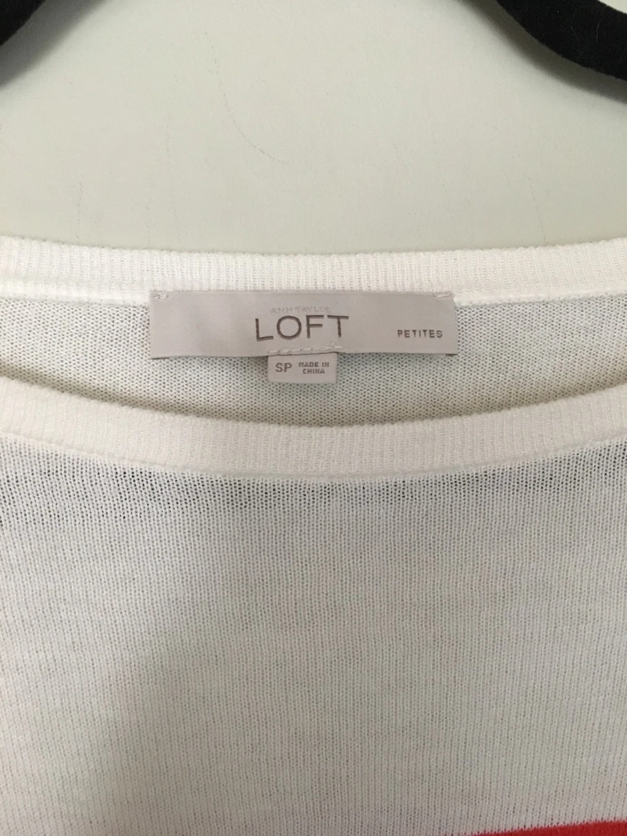 White Sweater from Loft Striped summer sweater Women s Size