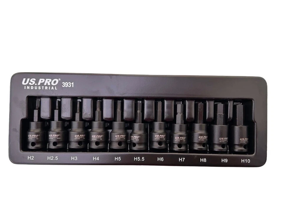 US PRO IMPACT Hex Torx Spline Bit Sockets 3/8" Drive Short Reach Star HX Allen - Image 2 of 4