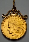 1910-S Indian Head Gold $10 Eagle Liberty Coin in 90% Gold Bezel, Pendant 19.4g