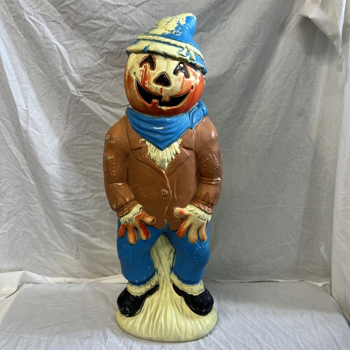 Vintage 1995 Empire Scarecrow Pumpkin Head Blow Mold 34” Halloween