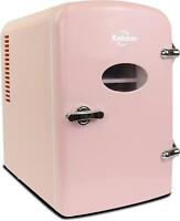 Koolatron 6 Can Retro Electric Mini Fridge Home Beverage Cooler, Pink -Open Box