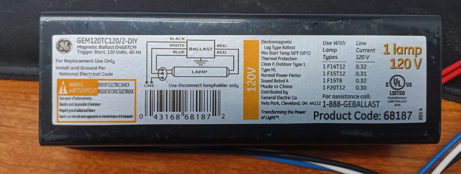 Ge Ballast F20t12 120 V eBay