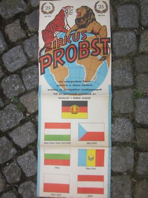 38247 Zirkus Probst Plakat Zirkusplakat 1945-1970 84x30cm DDR poster gefaltet