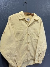 Vintage 50  s Archdale Yellow Cotton Corduroy Loop Collar Button Up Size Large