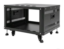 6U Stereo Studio Rack w/ 4 Wheels, Rolling Network Cabinet Open Frame Rack