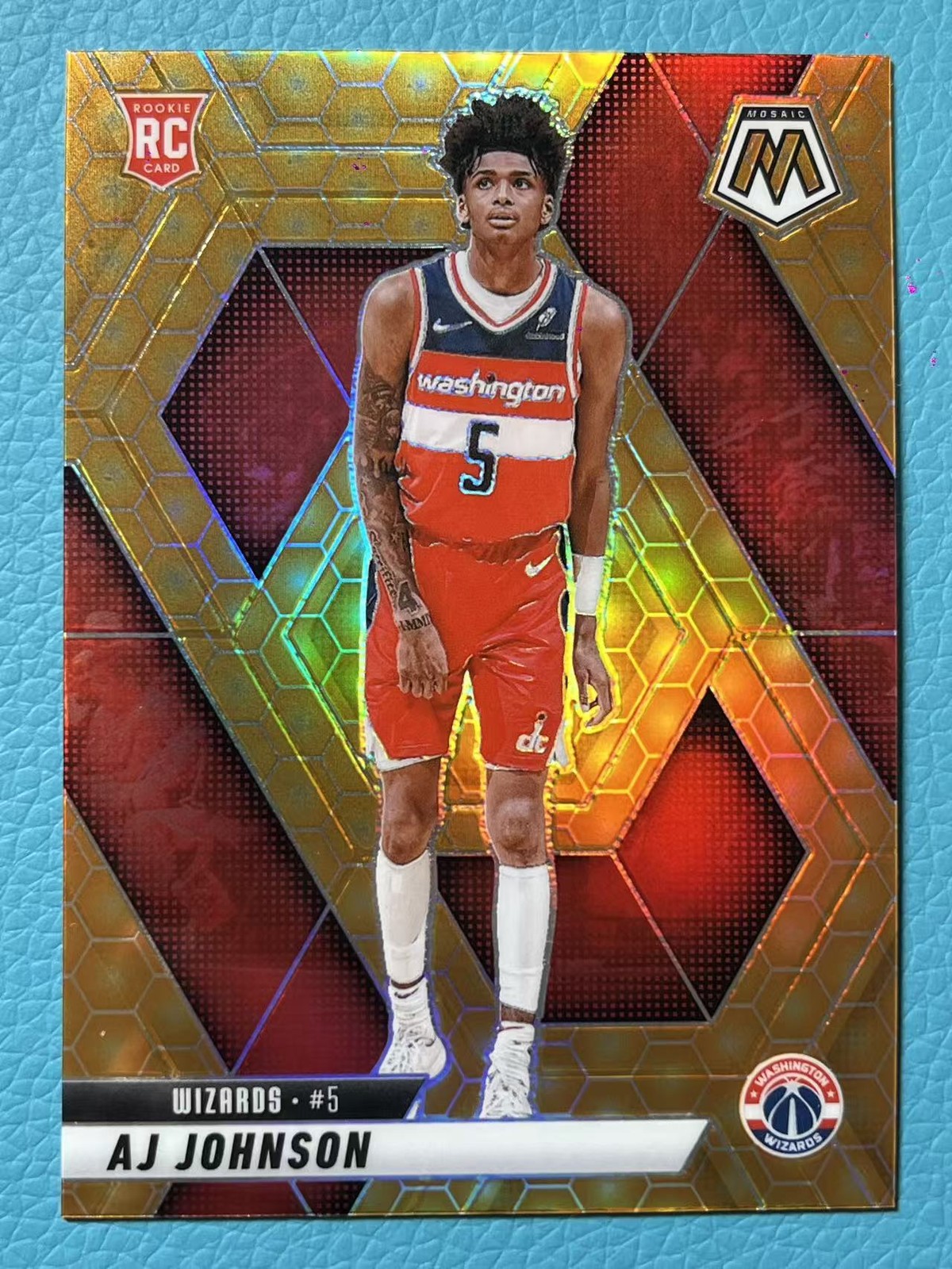 AJ Johnson 2024-25 Panini Mosaic Honeycombe SSP RC Wizards #215