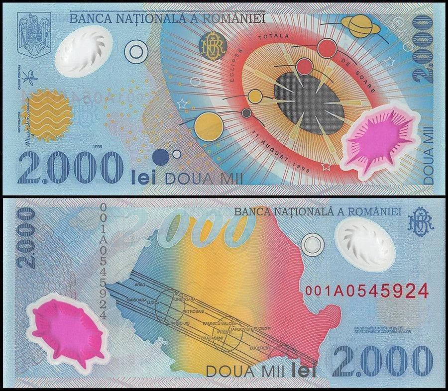 Rumania 2000 Lei, 1999, P-111b, UNC Polymer X paquete de 100 piezas Foto 2 de 2