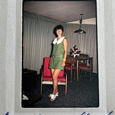 VTG 1960S 1970S BRUNETTE FEMALE PORTRAIT PLACES HOME 35MM TRANSPARENCY SLIDE #12