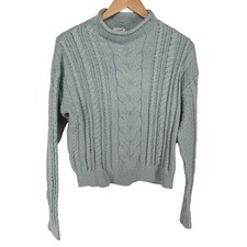 J Crew Roll Neck Cable Knit Sweater Small Preppy Fisherman Nautical Coastal
