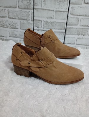 Makalu Women s Elvie Tan Faux Leather Heeled Ankle  Boots Size 7.5M