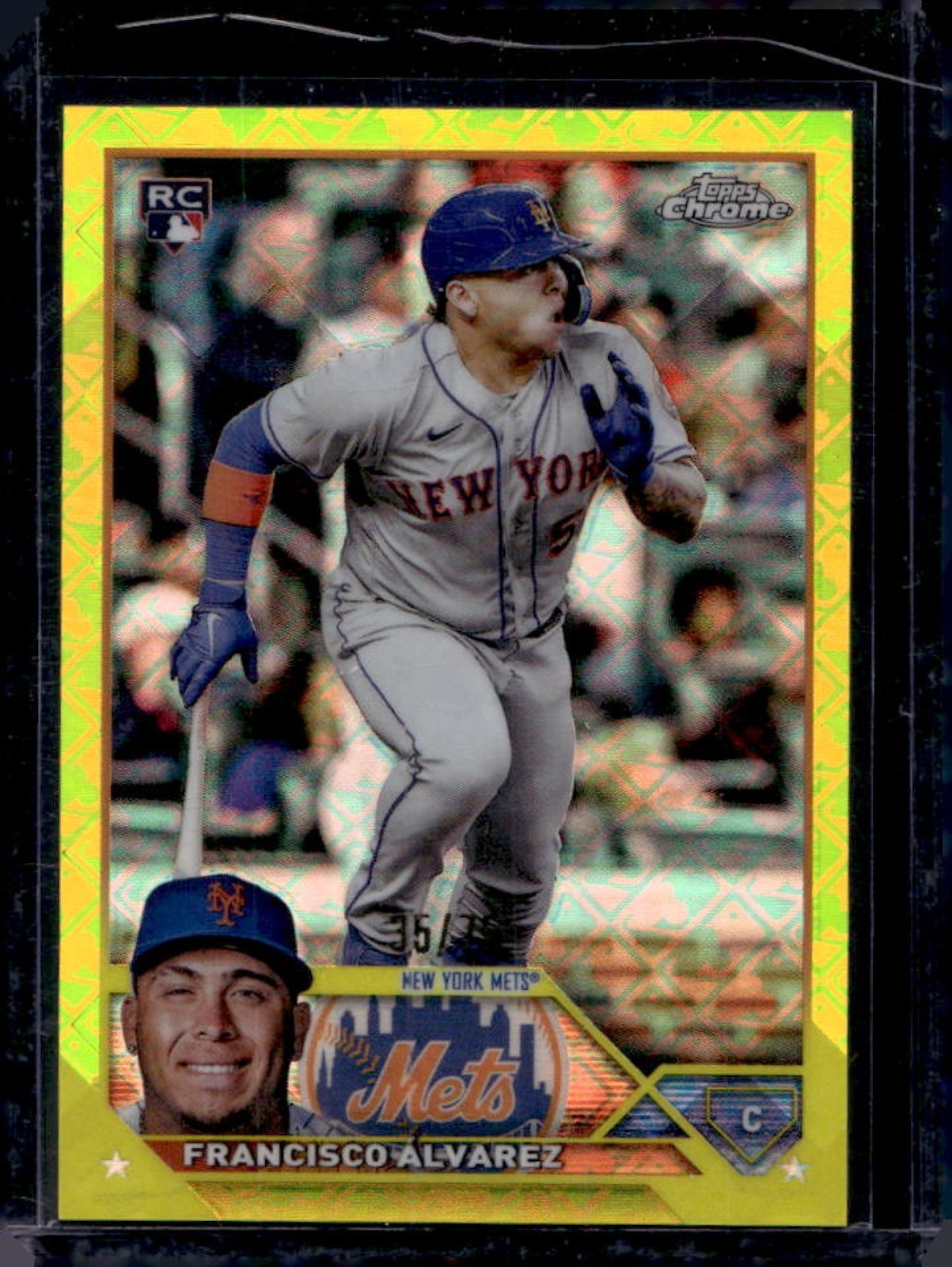 2023 Topps Chrome Logofractor Francisco Alvarez RC Yellow Refractor #/75 Mets