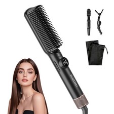 Hair Straightener Brush 2 in 1 Straightening Brush for Women with Dense Brist...