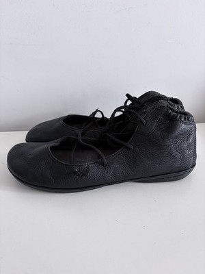 Camper Right Nina black leather lace-up ballerina flats size 41