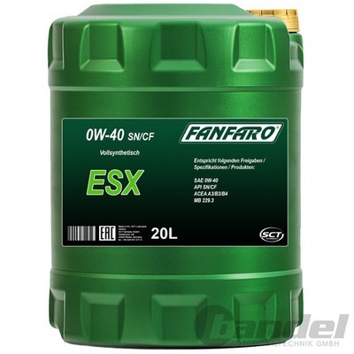 1x 20L FANFARO ESX 0W-40 VOLLSYNTHETISCHES MEHRBEREICHS-MOTORÖL