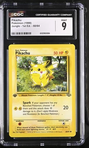 CGC 9 MINT Pikachu 1999 Jungle 1st Edition 60/64 Pokemon Card