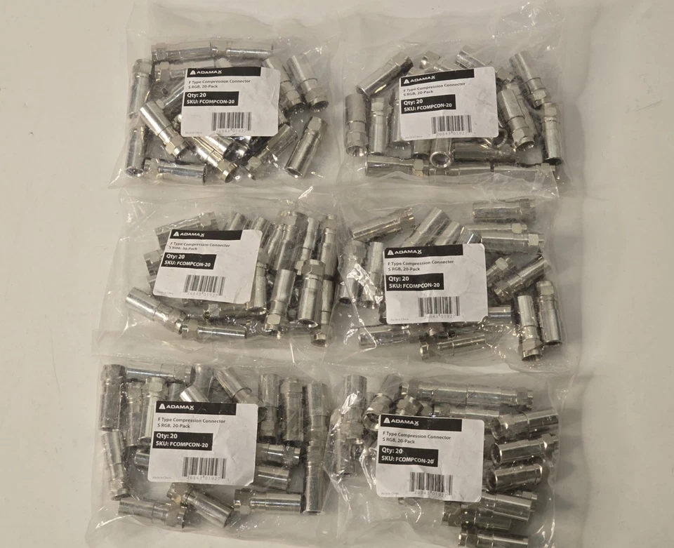 F Type Compression Connector Male Plug For Coax Cable Coaxial | Qty 180 Bulk - Image 4 of 4