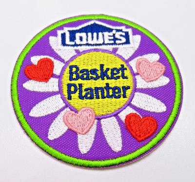 #ad Lowe’s Build amp; Grow Patch Basket Planter Daisy Hearts Embroidered Iron On $4.95