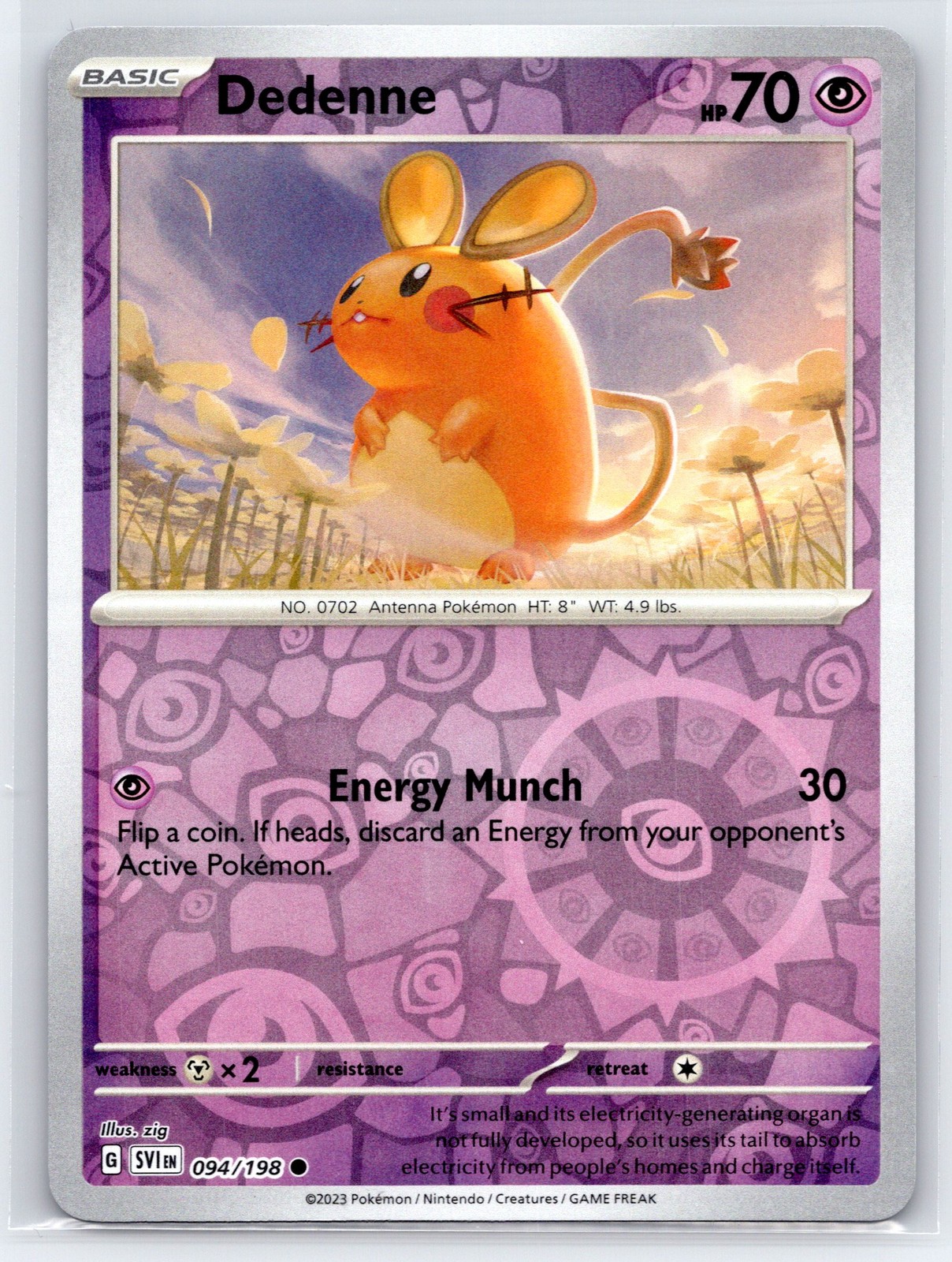 Pokemon NM Reverse Holo Dedenne - 094/198 Common SV01: Scarlet & Violet Base Set