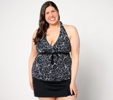 Kim Gravel x Swimsuits For All Women's Swimsuit Sz 8 Halter Black A629539