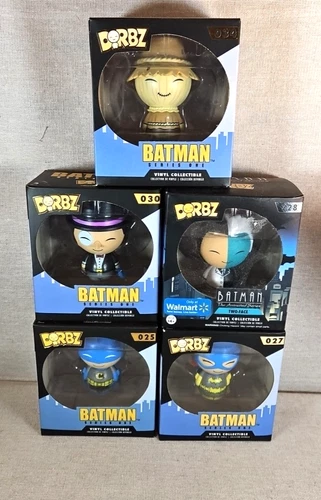 Funko Dorbz DC BATMAN lot of 5: Batman,Batgirl, Penguin, Two Face, Scarecrow NOS