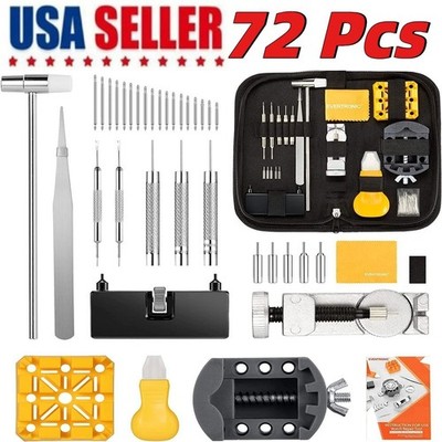 72pcs Watch Repair Kit Watchmaker Back Case Remover Opener Link Pin Spring Bar
