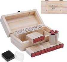 36 Pack Alphabet Letter Stamps for Clay with Ink Pad, Rubber Stamp Set Scra...
