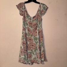 Reformation Pink Rosa Dress Diana Print Off Shoulder Mini Size 8