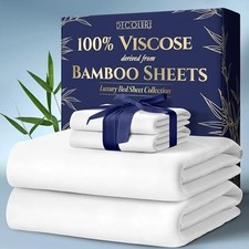 100 Viscose Derived from Bamboo Sheets Size 4pcs - Ultra Soft Queen White