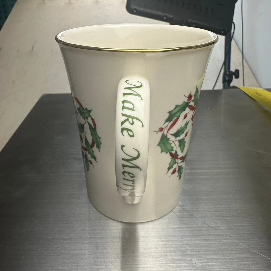 Taza de café navideña Lenox American by Design deseos más cálidos hacer feliz reemplazo Foto 2 de 4