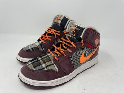 Size 5YUS - Nike Air Jordan 1 Mid Plaid Night Maroon Black White FD5460-608