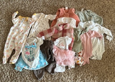 Carter's & Others Infant Girls Clothing Lot of 19 Size 0-3, & 3 Months