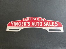 Vintage License Plate Topper Yingers Auto Sales Carlisle Pa Metal Chevy Ford Vintage License Plate Topper Yingers Auto Sales Carlisle Pa Metal Chevy Ford