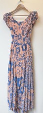 Free People Cottage Core Milk Maid Boho Women's Pink & Blue Maxi Dress NWT Sz S