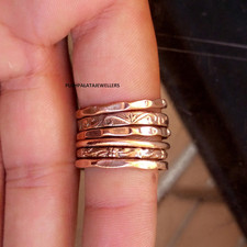 Handmade Copper Stacking Ring Set: Etched Meditation Rings All Size