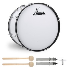 Große Marsch Trommel 24" x 12" Marschtrommel weiß mit Tragegurt zum Top-Preis!