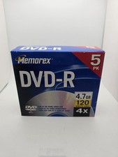 Memorex 4.7GB DVD-R Media - 5 Pack - New SEALED
