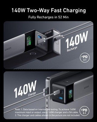 Anker 737 Power Bank, 140W Max 3-Port Laptop Portable Charger