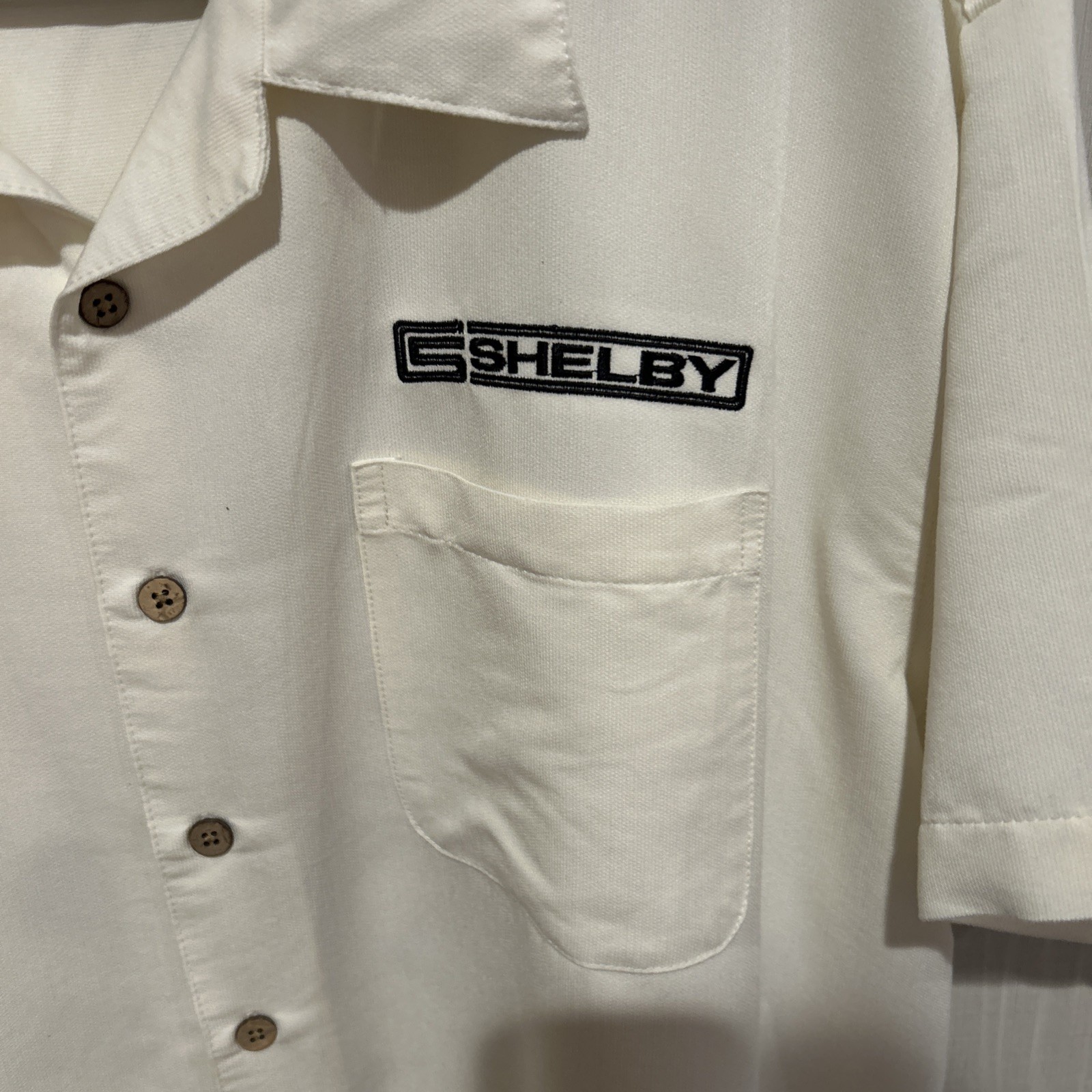 Shelby Cobra Button Up Cream Camp Shirt Harriton  size 2XL
