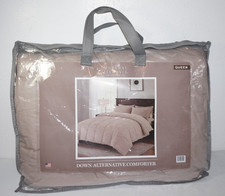 Modern Elegance Down Alternative Comforter Taupe Sand Tan Queen Size Blanket
