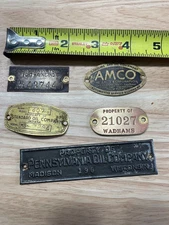 TOKHEIM,AMCO,STANDARD OIL,WADHAMS,PENNSYLVANIA OIL COMPANY, BRASS TIN TAGS  GAS