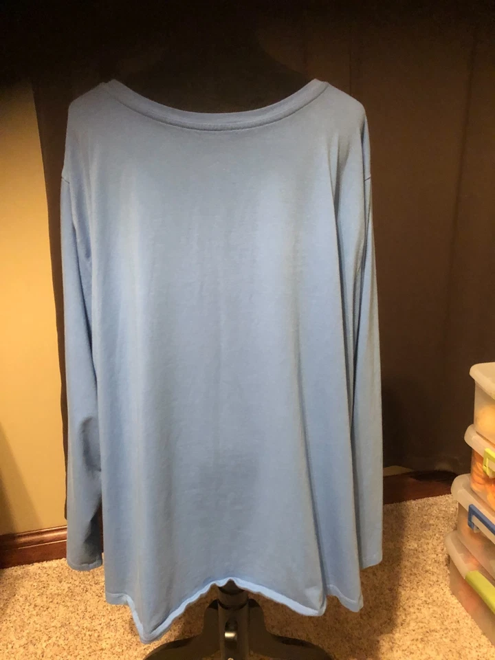 Liz & Me for Catherines Light Blue Lace Accent Long Sleeve Top 4X - Image 3 of 4