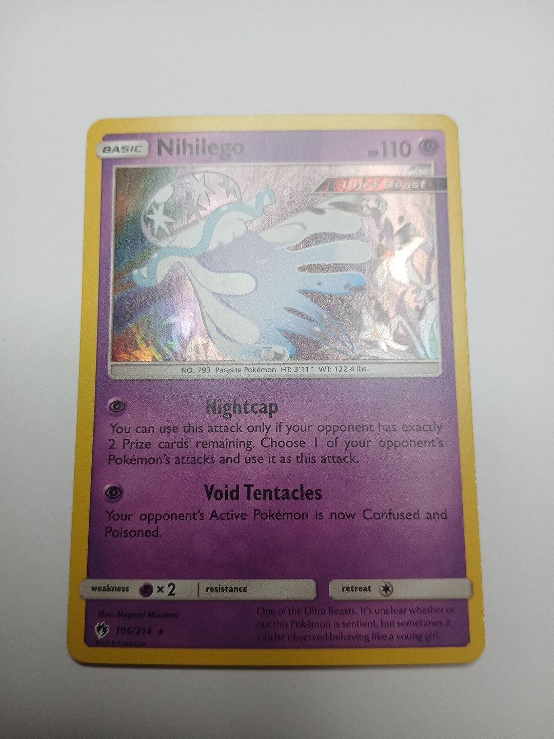 2018 POKEMON NIHILEGO 106/214- LOST THUNDER - HOLO - RARE - NM (N4)