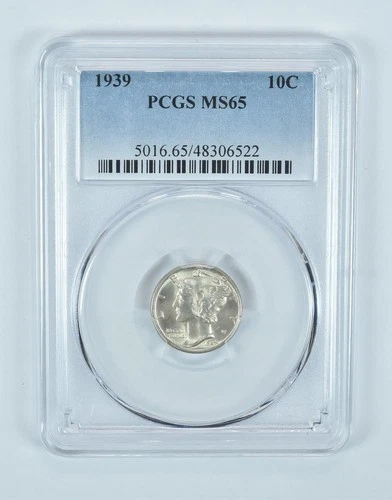 1939 Mercury Dime MS65 PCGS Blue Label