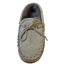 Old Friend Mens Loafer Moccasin Grey Suede Sheepskin Slippers 421167 Size 8 M