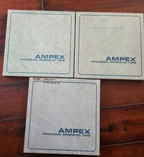 THREE AMPEX 456 10.5 x 1/4 Empty Metal Reels with storage boxes