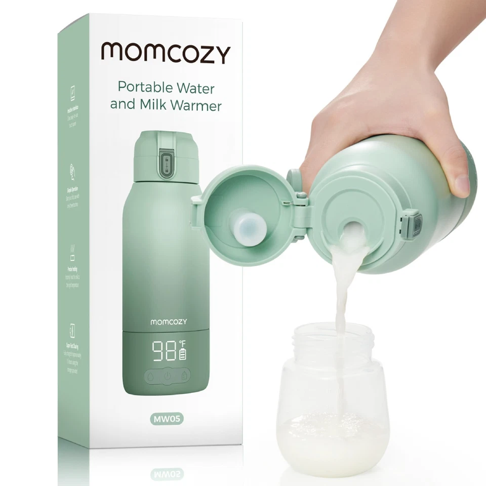 MOMCOZY Tragbarer Baby Milchwärmer 500ml für Unterwegs mit Akku Wasserwärmer
